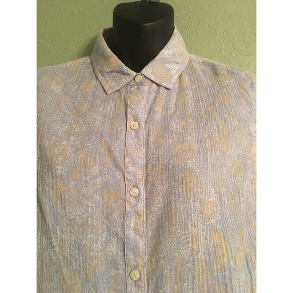 J McLaughlin Womens Top Size 6 Button Down Shirt Blue White Beige Long Sleeve - Picture 3 of 7